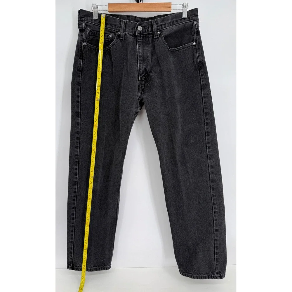 Levis 505 Regular Fit Mens Black Straight Leg Denim Jeans Sz 34x32